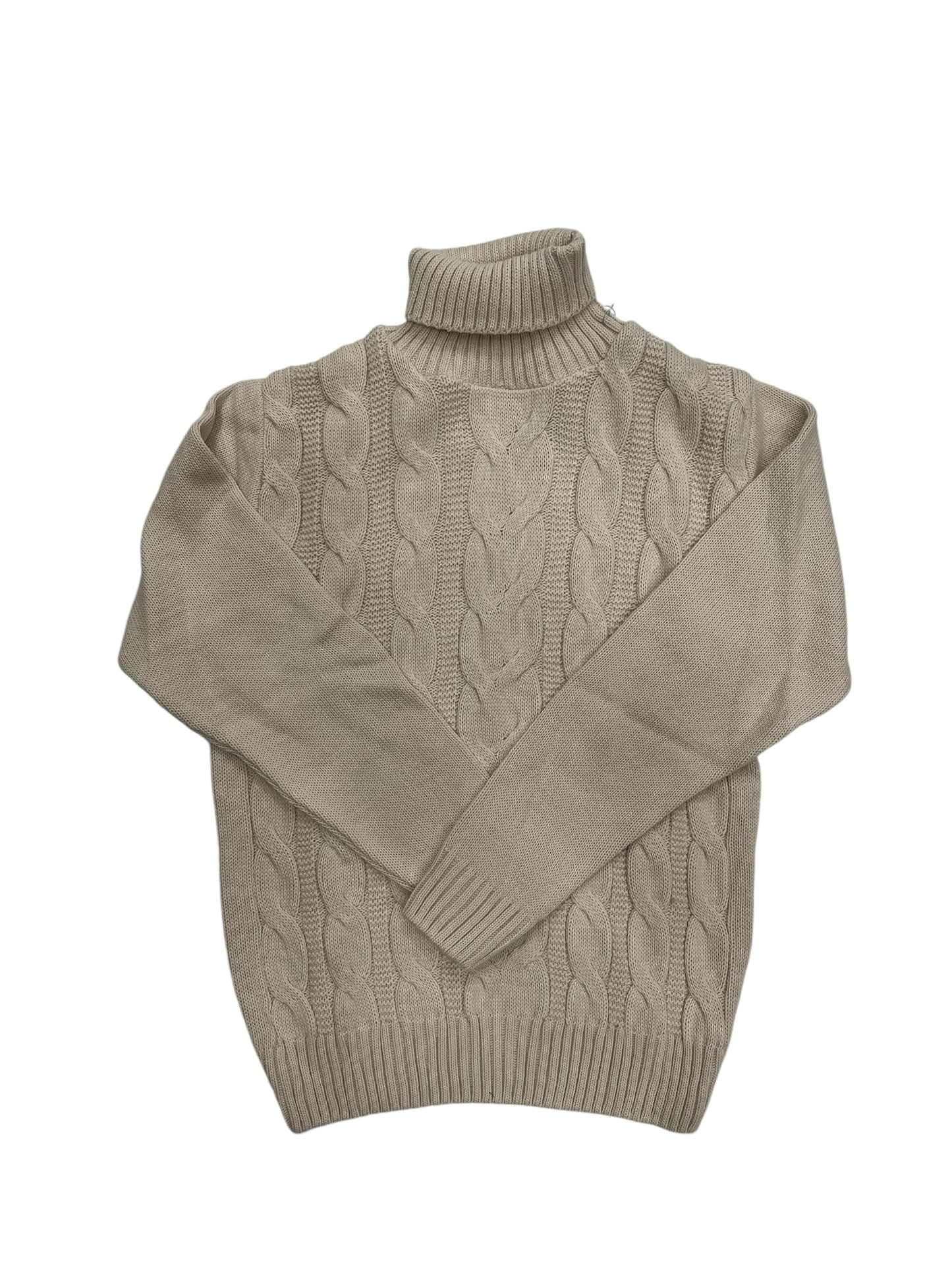 Maglione fantasia treccia collo alto