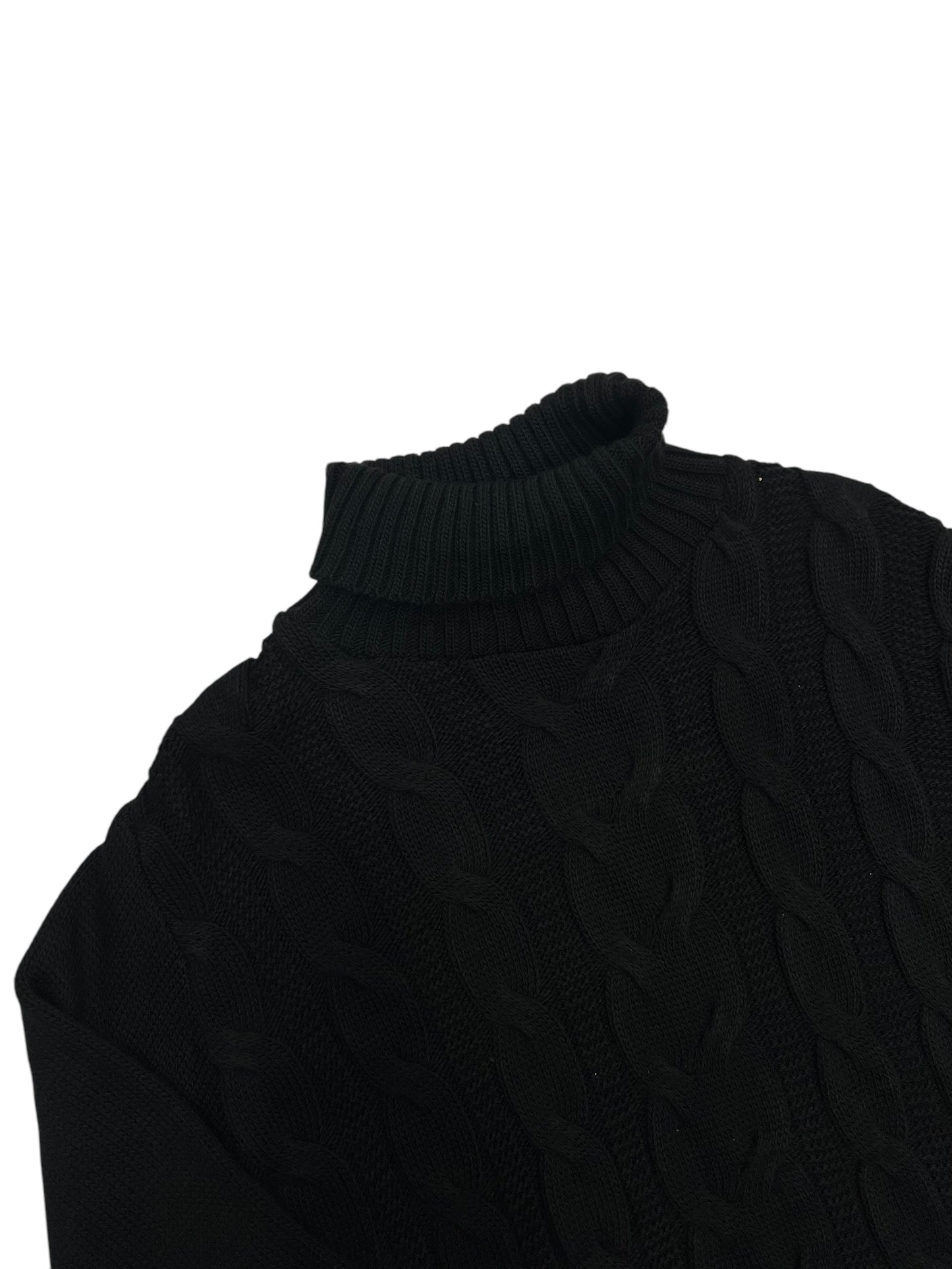 Maglione fantasia treccia collo alto