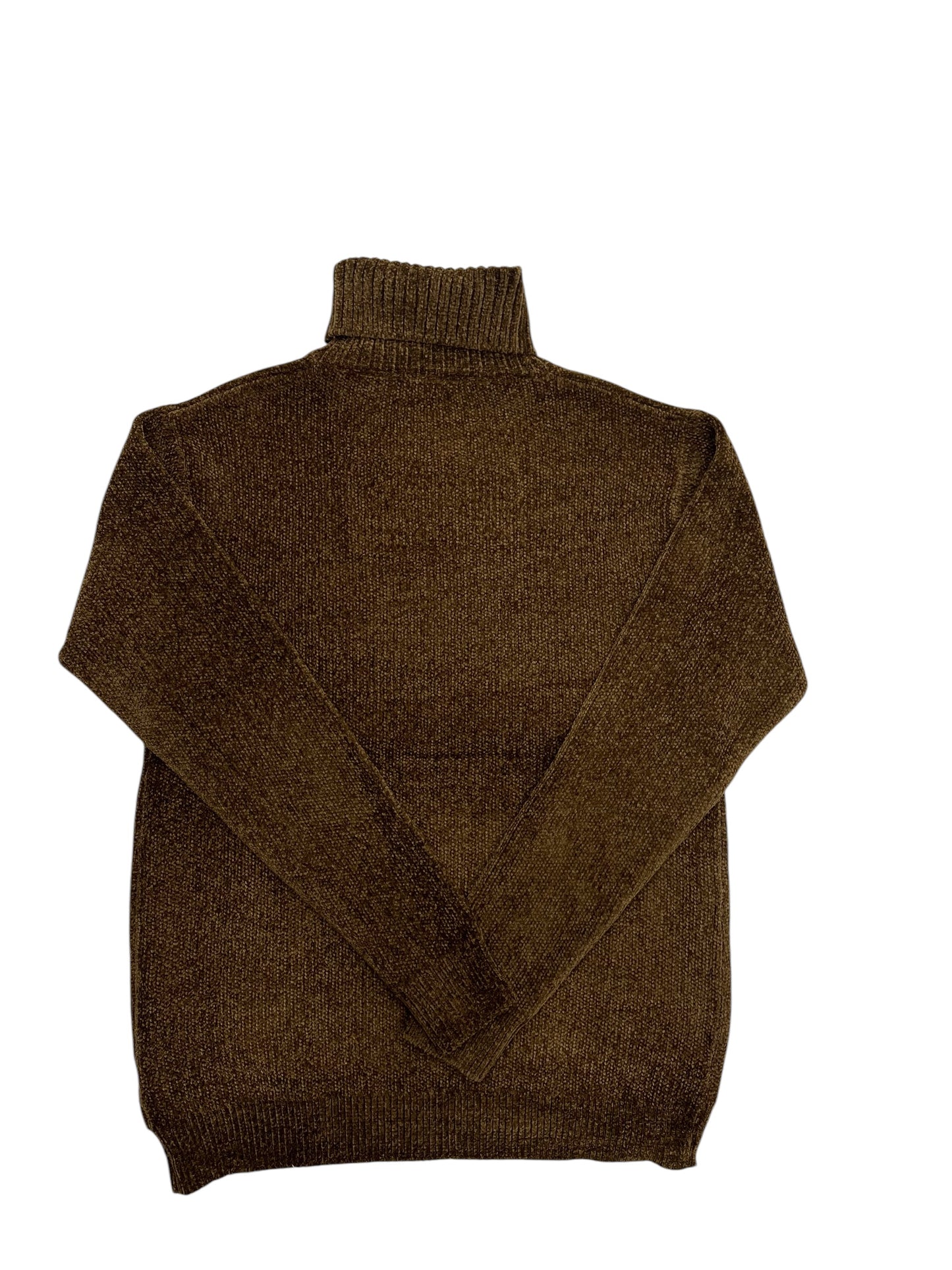 Maglione ciniglia a collo alto coffee
