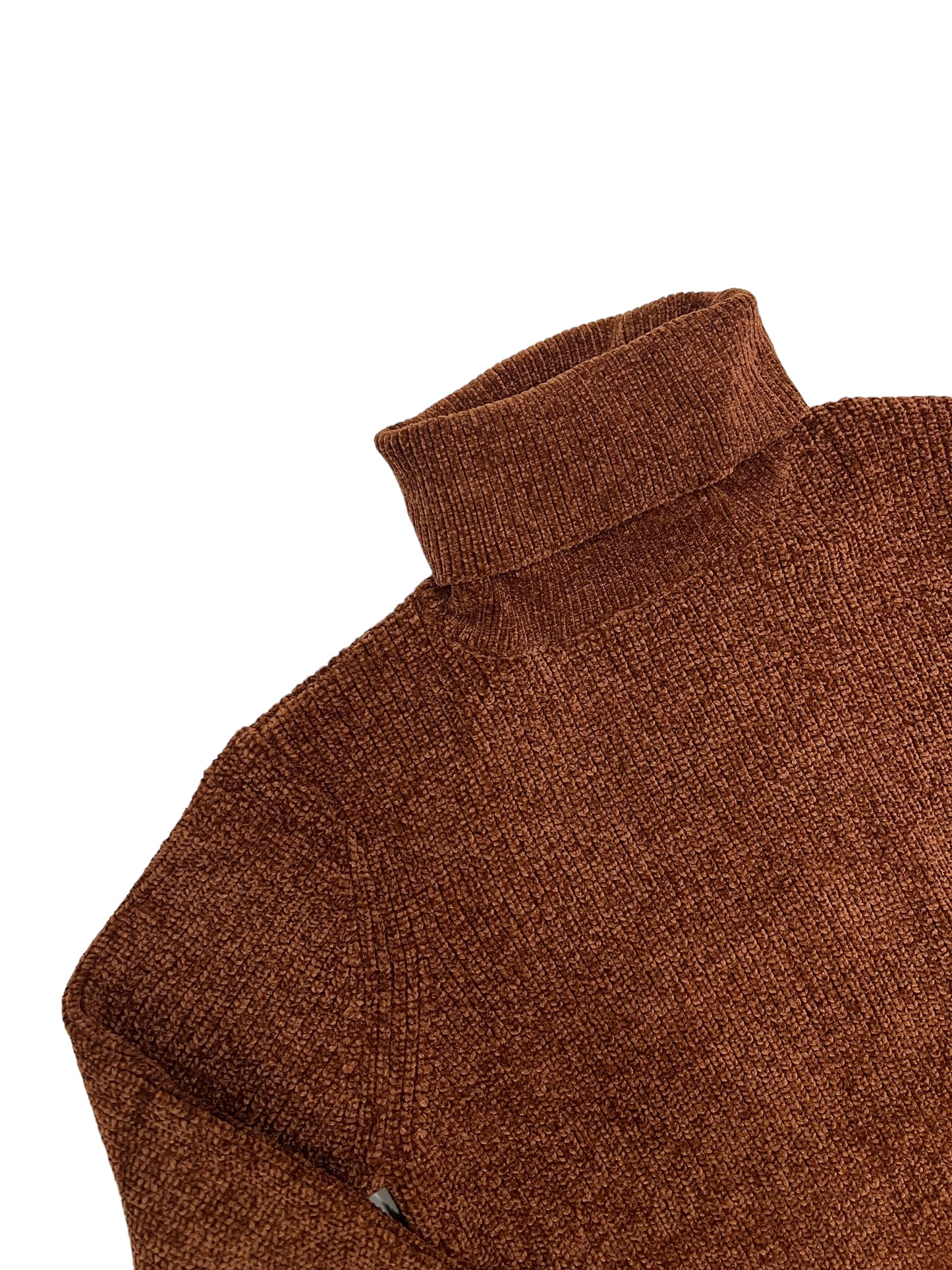 Maglione ciniglia a collo alto bronzo