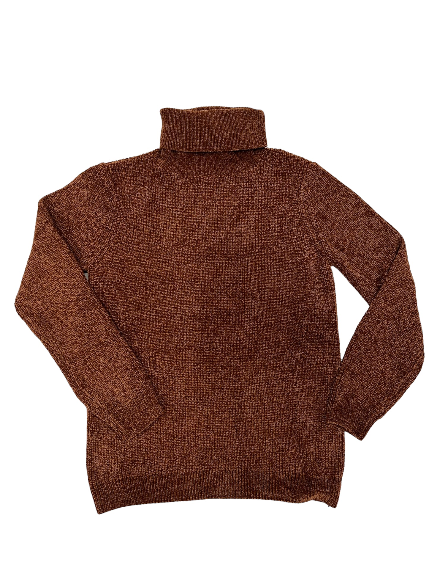 Maglione ciniglia a collo alto bronzo