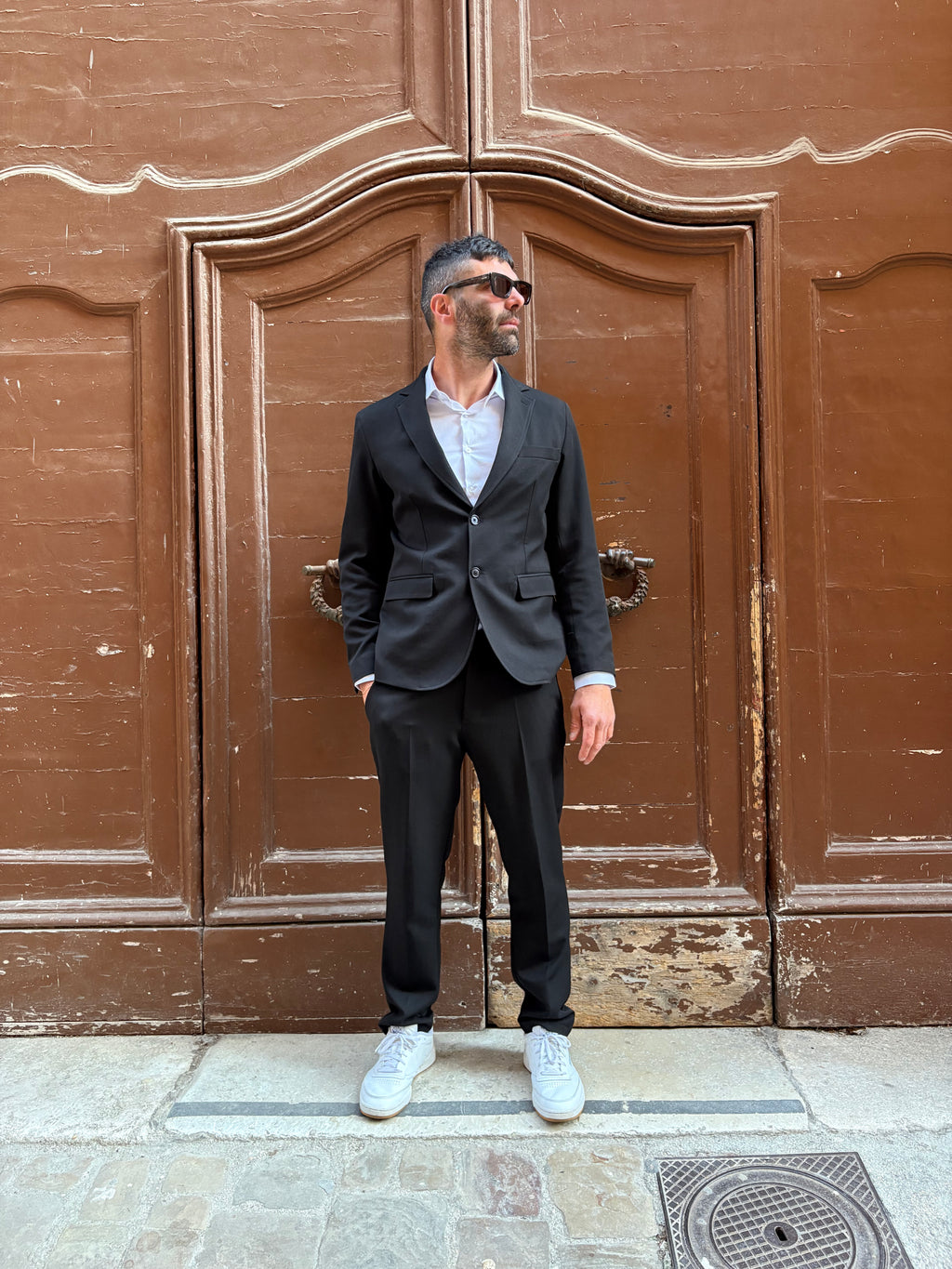 COMPLETO "ART" NERO. GIACCA + PANTALONE INCOMPRESO