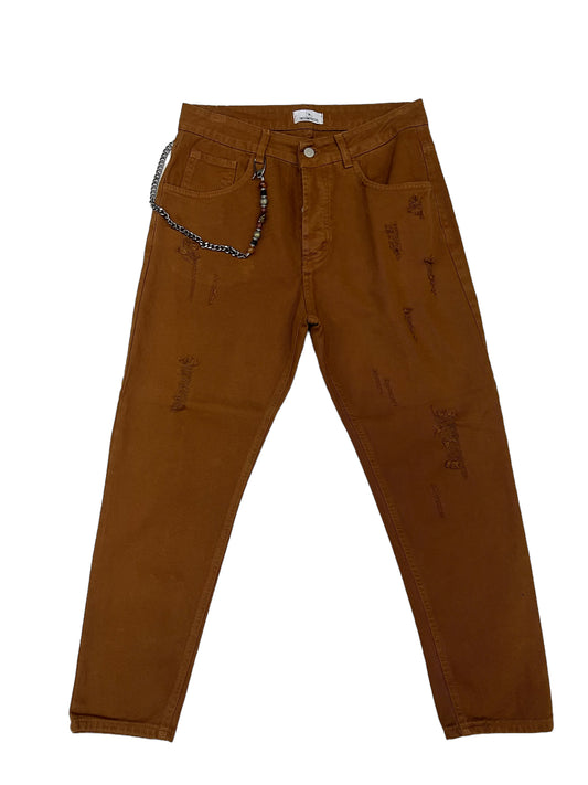Pantalone Incompreso bull denim strappi catena