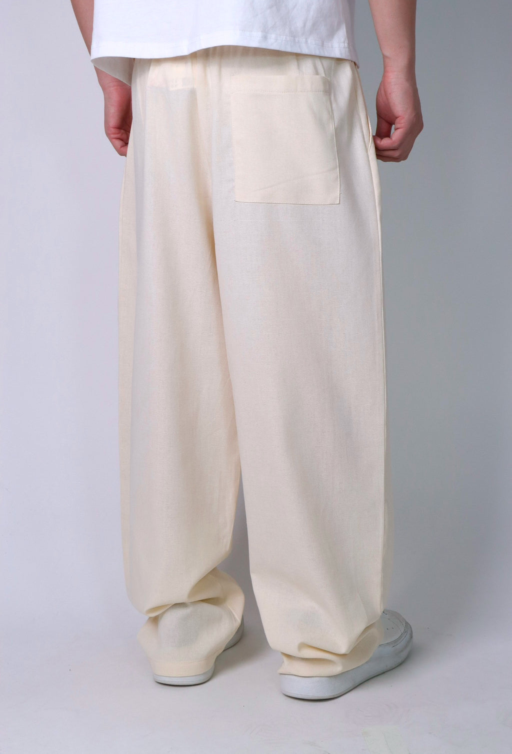 PANTALONE BAGGY IN LINO SABBIA