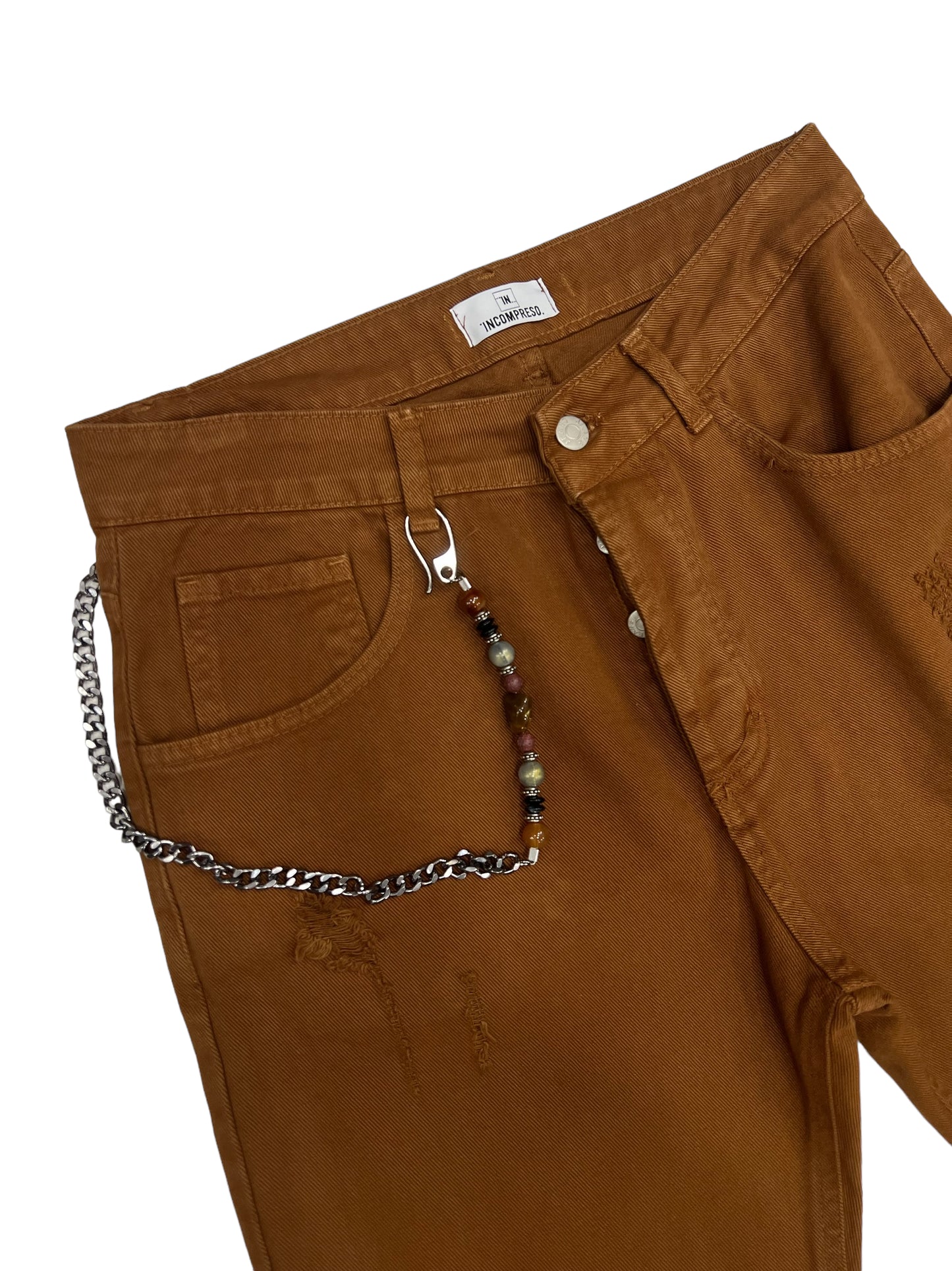 Pantalone Incompreso bull denim strappi catena