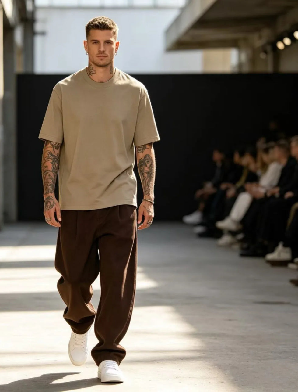 T-SHIRT BASIC PREMIUM SEMI OVER BEIGE SCURO
