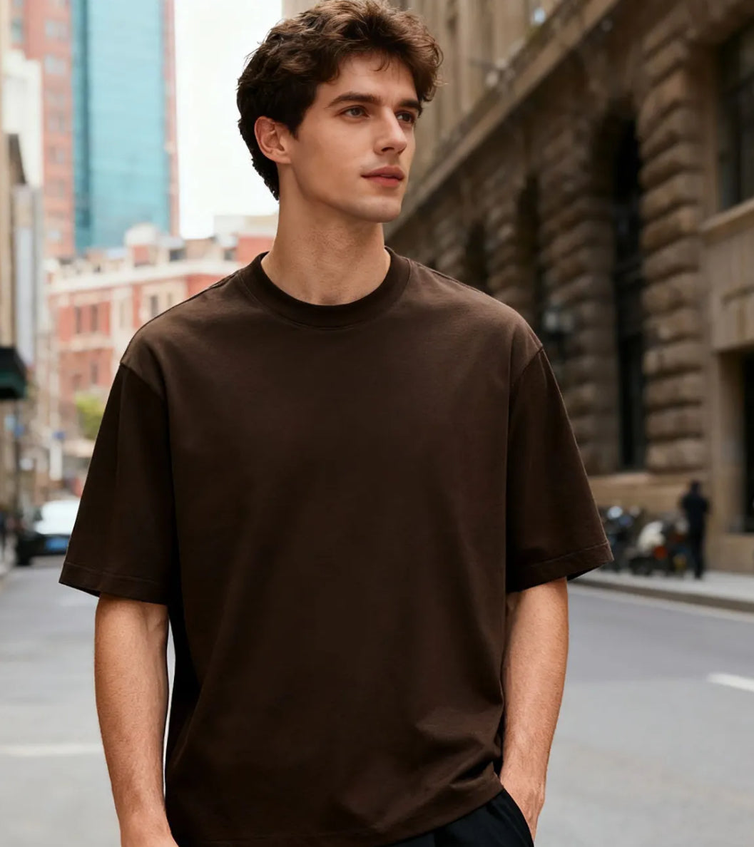 T-SHIRT BASIC PREMIUM SEMI OVER DARK BROWN