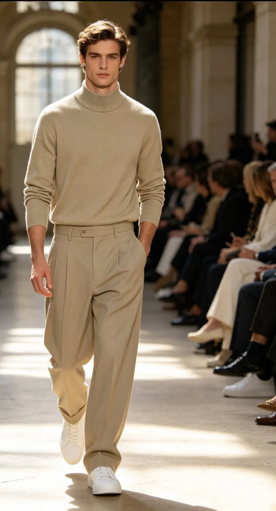 MAGLIONCINO COLLO VULCANO BEIGE SCURO