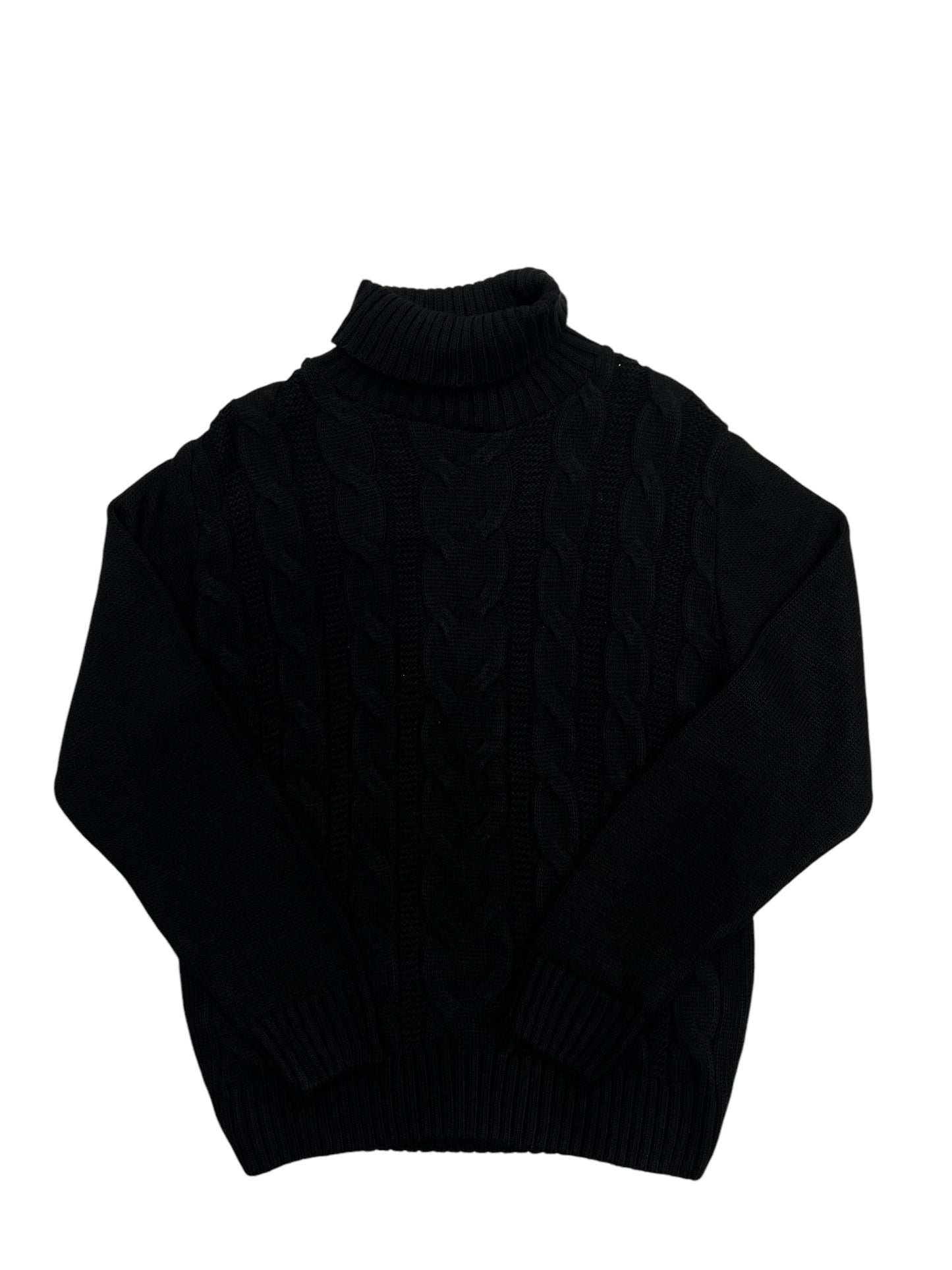 Maglione fantasia treccia collo alto