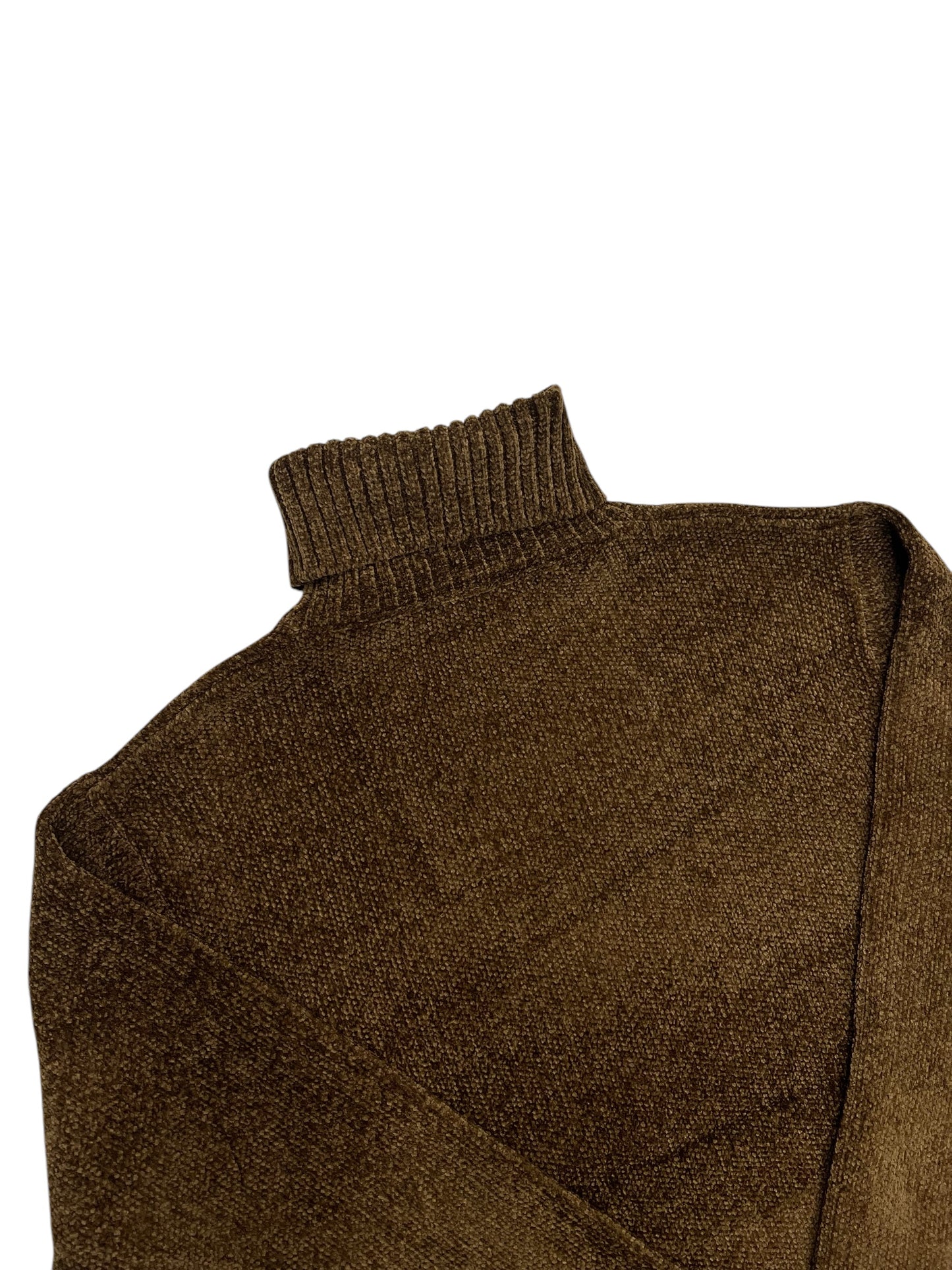 Maglione ciniglia a collo alto coffee
