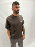T-SHIRT INCOMPRESO LOGO RICAMO CROP MARRONE