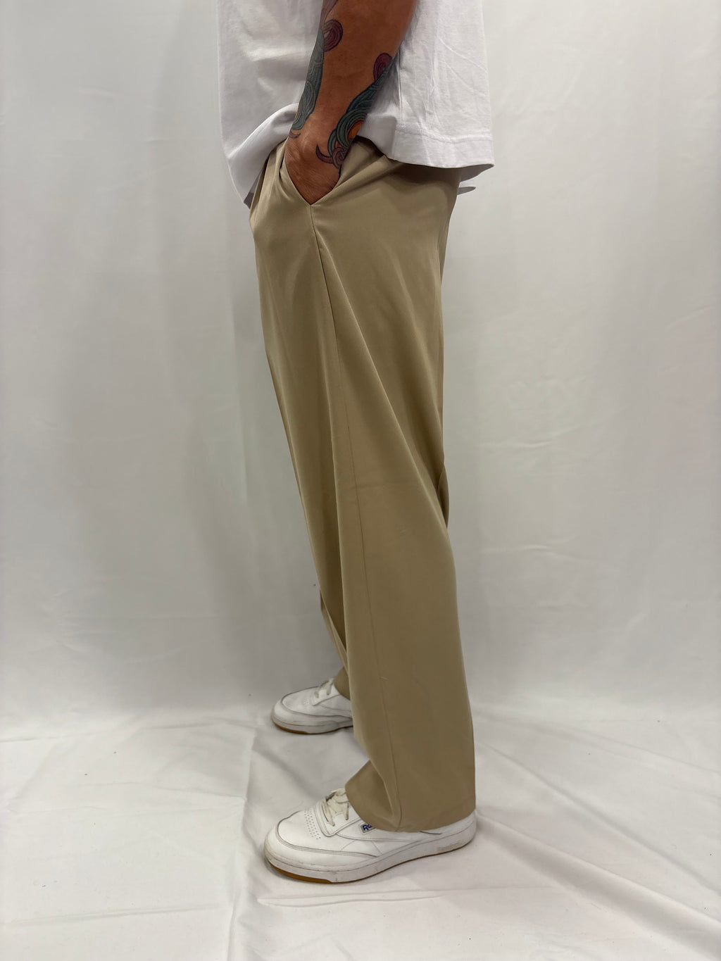 PANTALONE TESSUTO LEGGERO BAGGY BEIGE