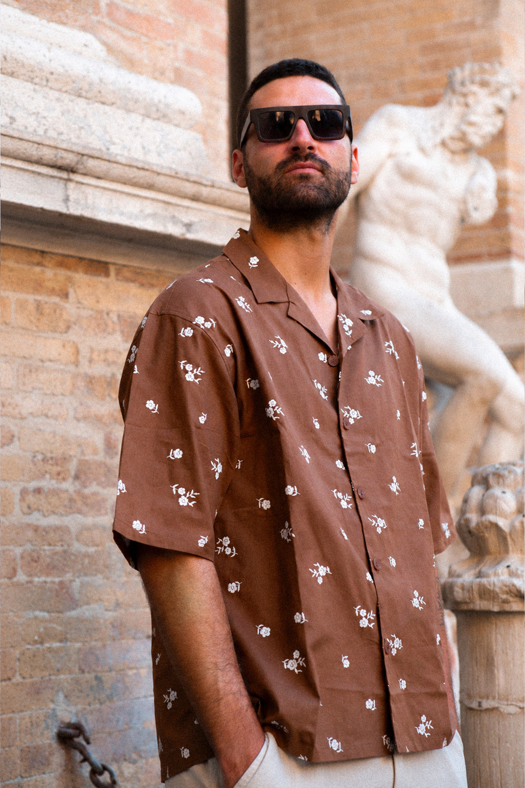 CAMICIA M/C INCOMPRESO "RICAMO ROSE"